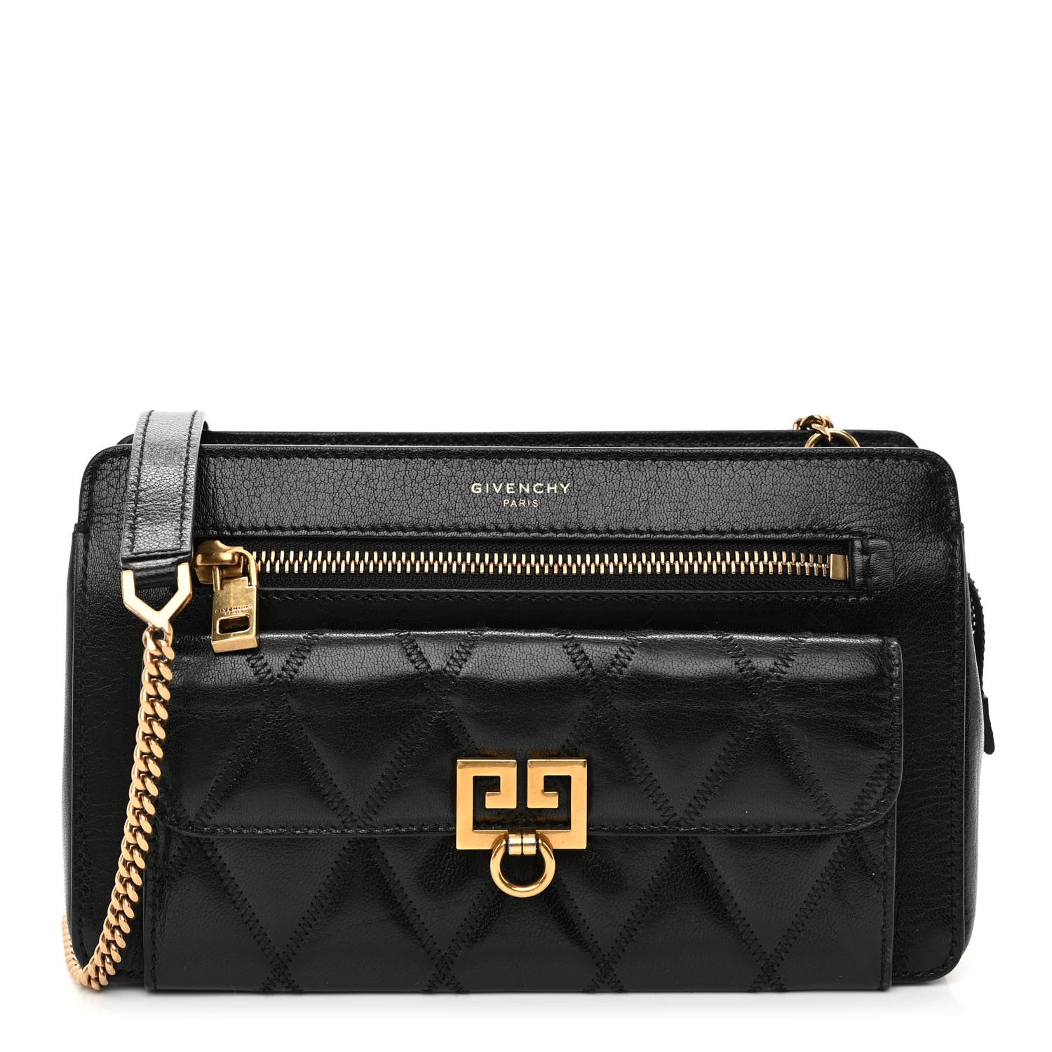 Givenchy Goatskin Diamond Quilted Pocket Crossbody Black 1 of 9