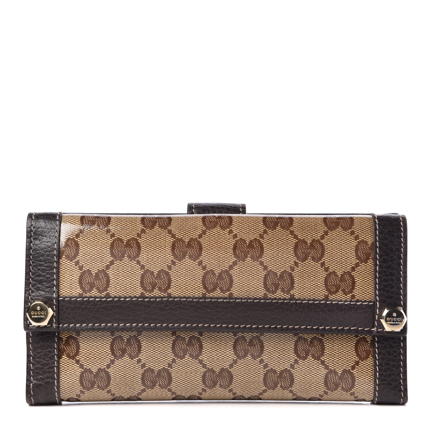 Gucci Crystal Monogram Continental Charmy Wallet Brown 1 of 9