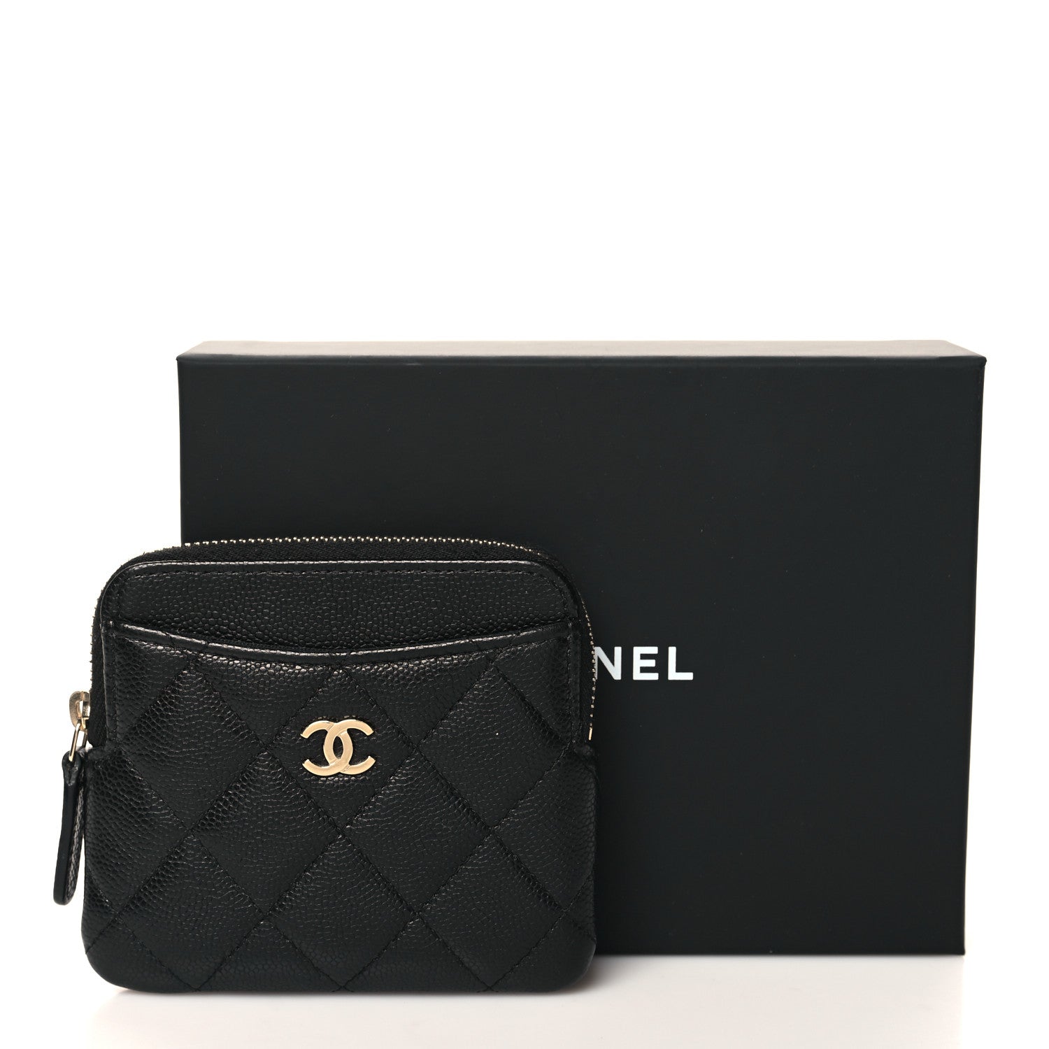Chanel Caviar Quilted Zip Card Holder Wallet Black 10 of 10
