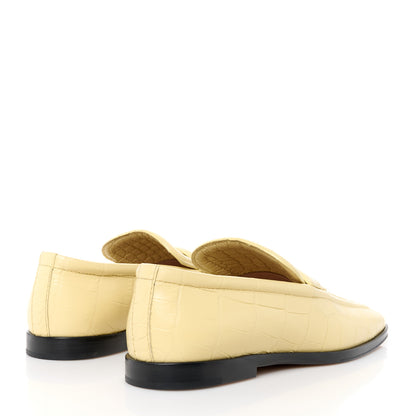 Bottega Veneta Calfskin Alligator Embossed Loafers 36.5 Butter 4 of 10