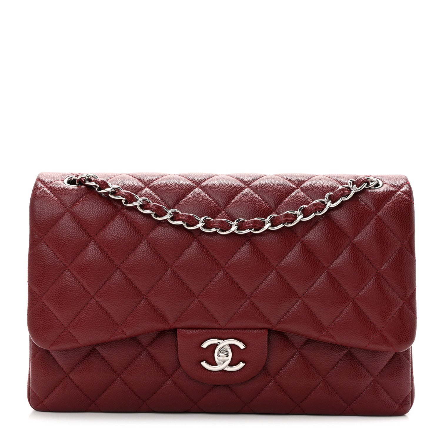 Chanel Caviar Quilted Jumbo Double Flap Burgundy 1 of 13