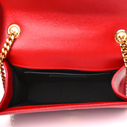 Saint Laurent Grain De Poudre Small Monogram Kate Satchel Red 5 of 11
