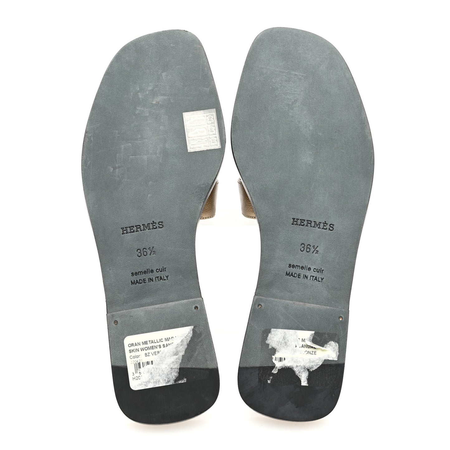 Metallic Madame Calfskin Oran Sandals 36.5 Vert Bronze