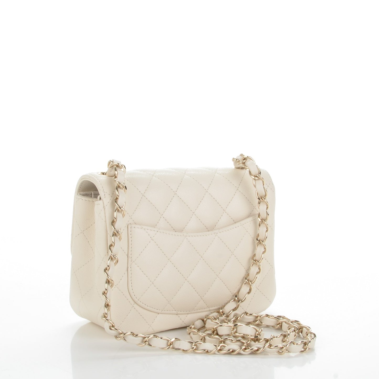 Caviar Quilted Mini Square Flap White