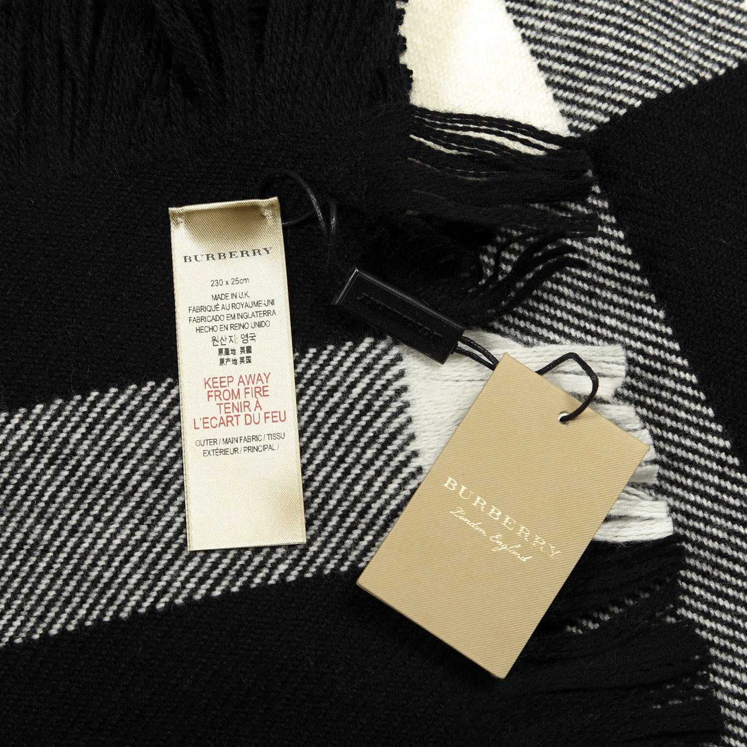Burberry Wool Half Mega Check Fringe Scarf Black 4 of 4