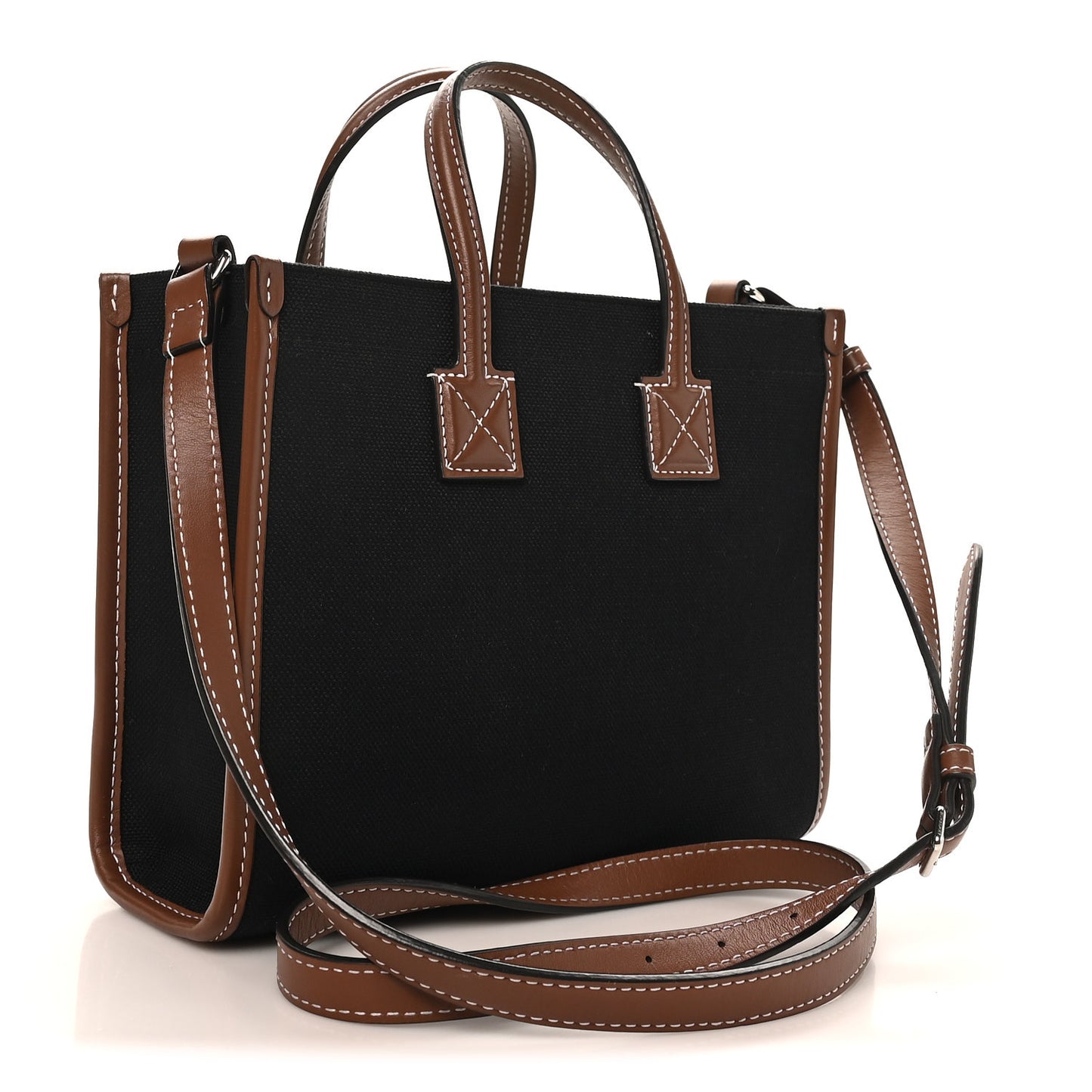 Canvas Smooth Calfskin Mini Two Tone Freya Tote Black Tan