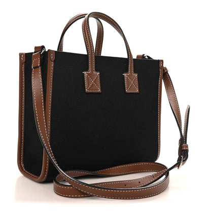 Burberry Canvas Smooth Calfskin Mini Two Tone Freya Tote Black Tan 3 of 9