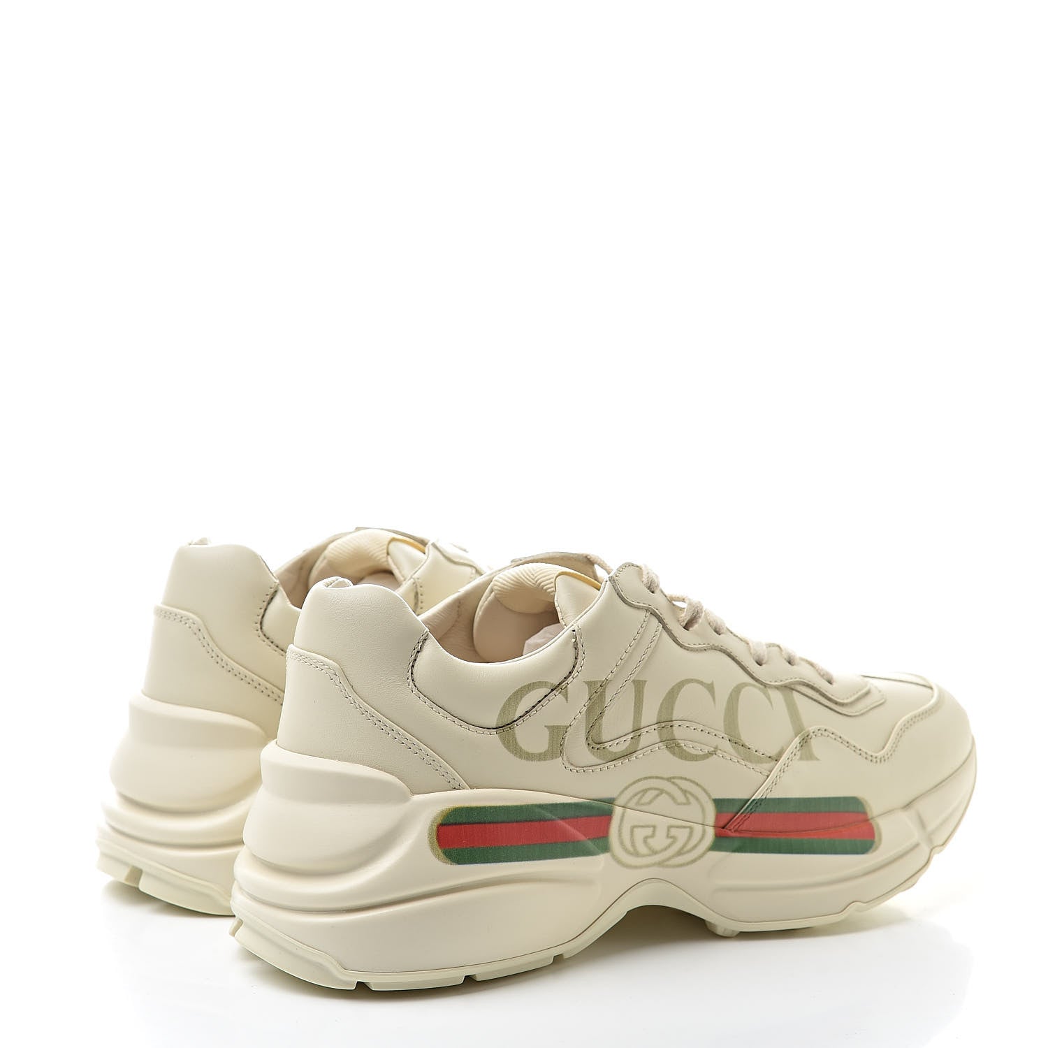 Gucci Calfskin Logo Womens Rhyton Sneakers 37.5 Ivory 4 of 8