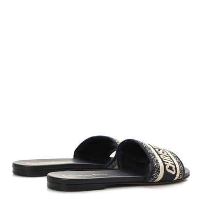 Christian Dior Canvas Embroidered Dway Mules Slide Sandals 36 Deep Blue 4 of 8
