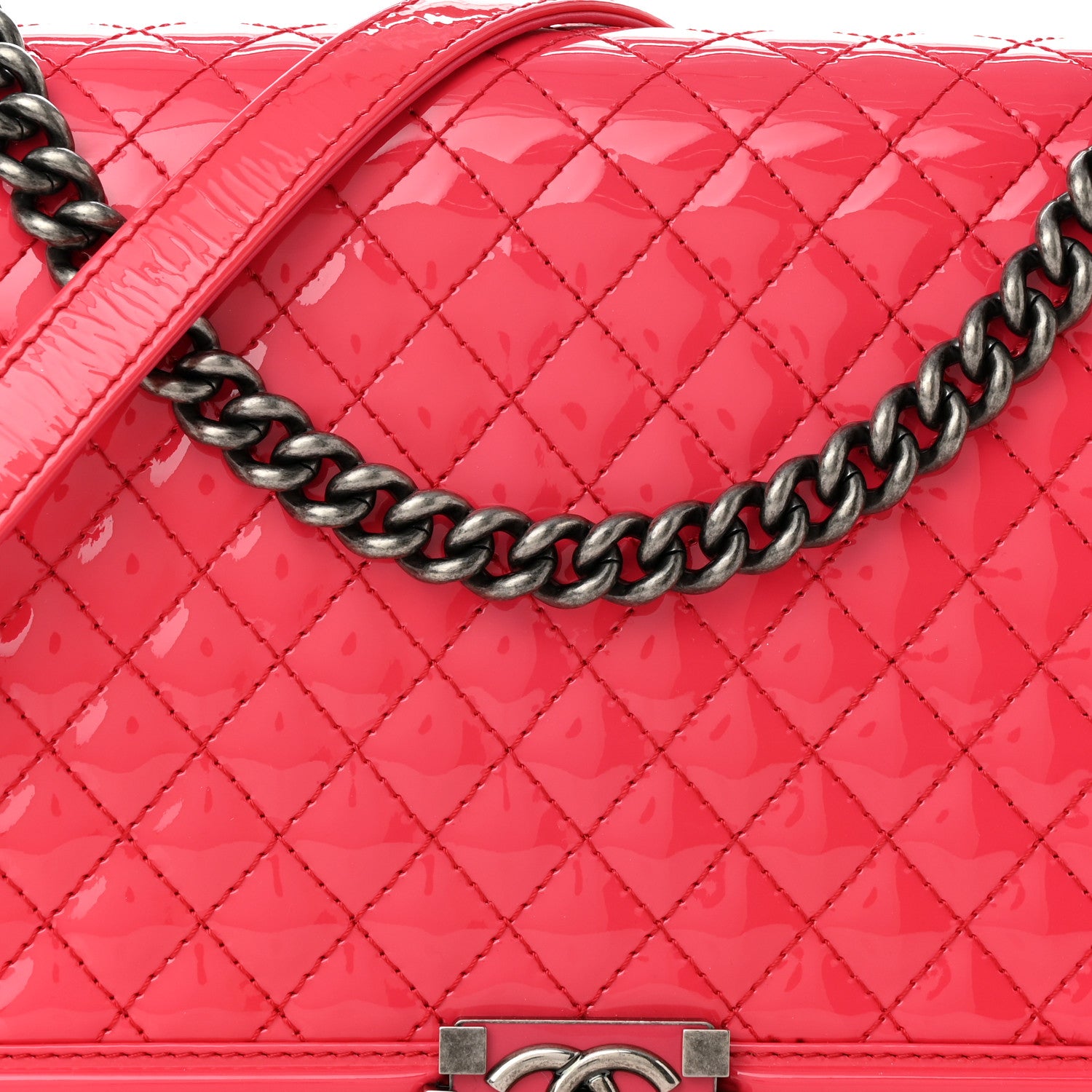 Chanel Patent Quilted Large Boy Flap Pink 7 of 11