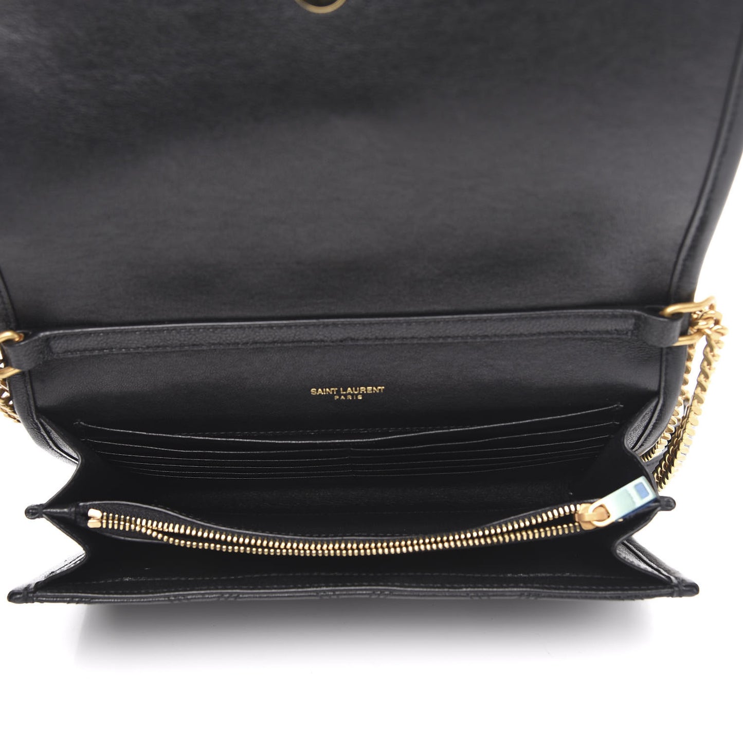 Lambskin Diamond Quilted Becky Chain Wallet Black