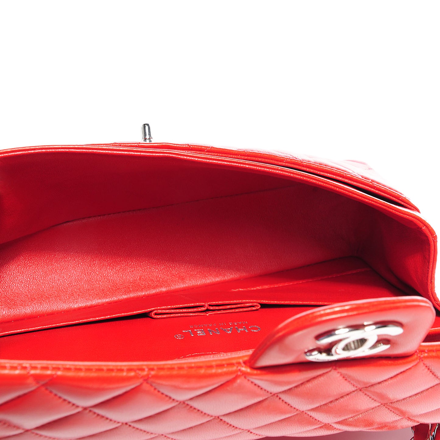 Lambskin Quilted Medium Double Flap Red