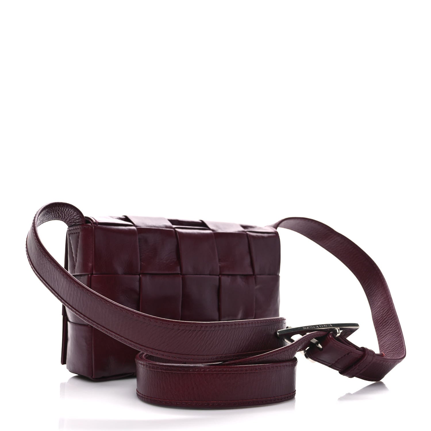 Bottega Veneta Paper Calfskin Maxi Intreccio Cassette Crossbody Bag Barolo 3 of 10