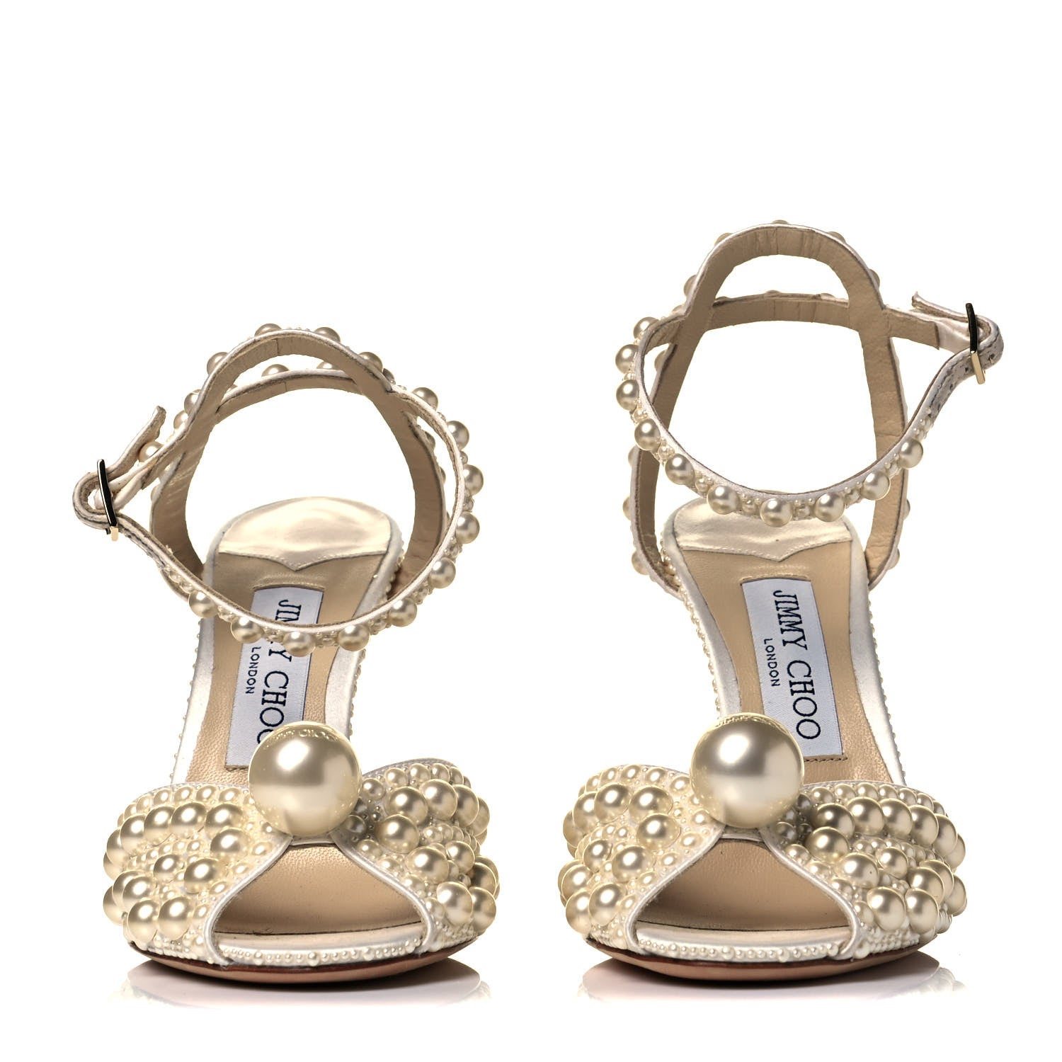 Jimmy Choo Pearl Satin Sacora 100 Sandals 36 White 3 of 7