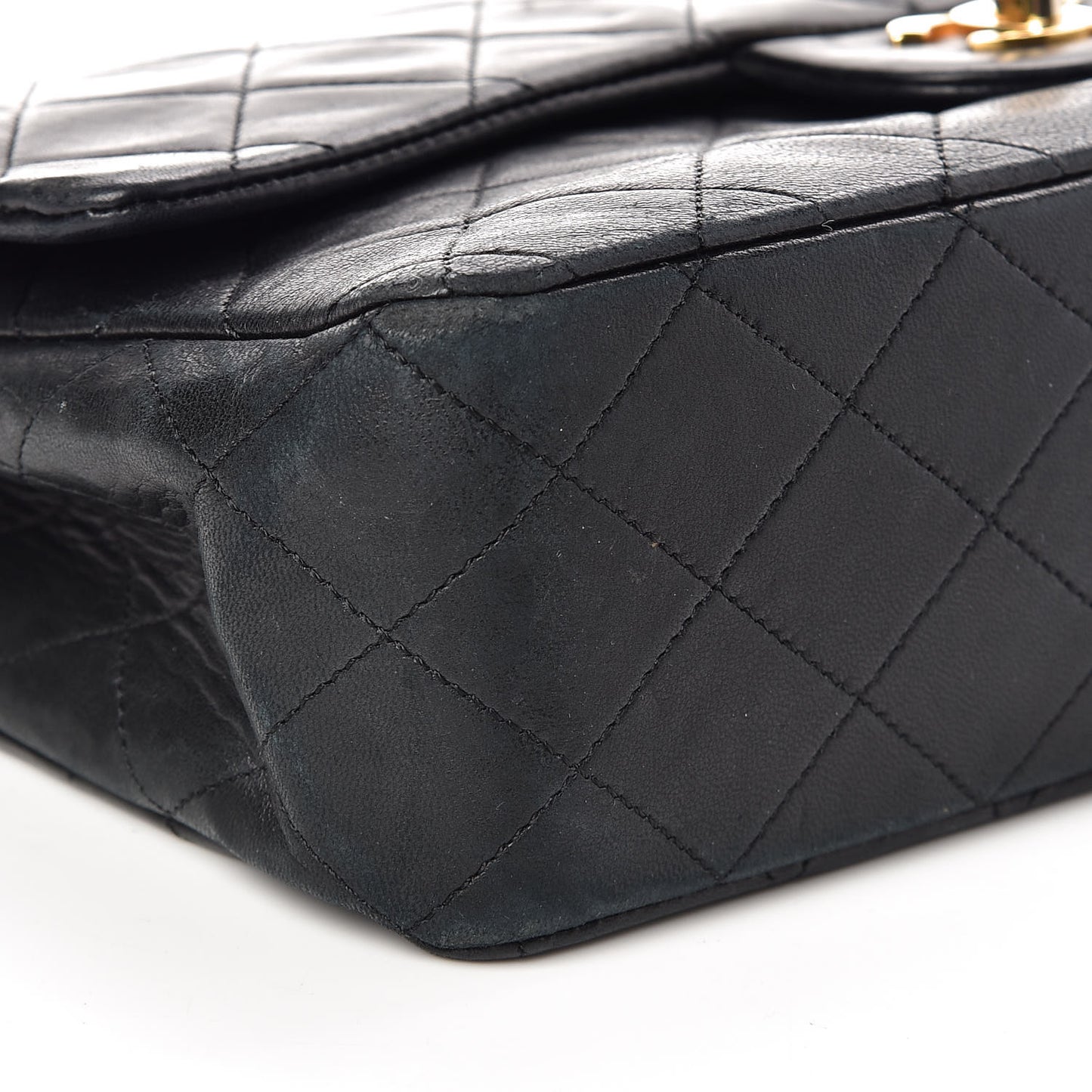 Lambskin Quilted Medium Double Flap Black