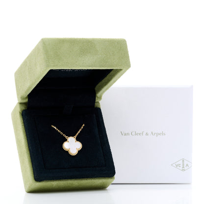 Van Cleef & Arpels 18K Yellow Gold Mother of Pearl Vintage Alhambra Pendant Necklace 6 of 6