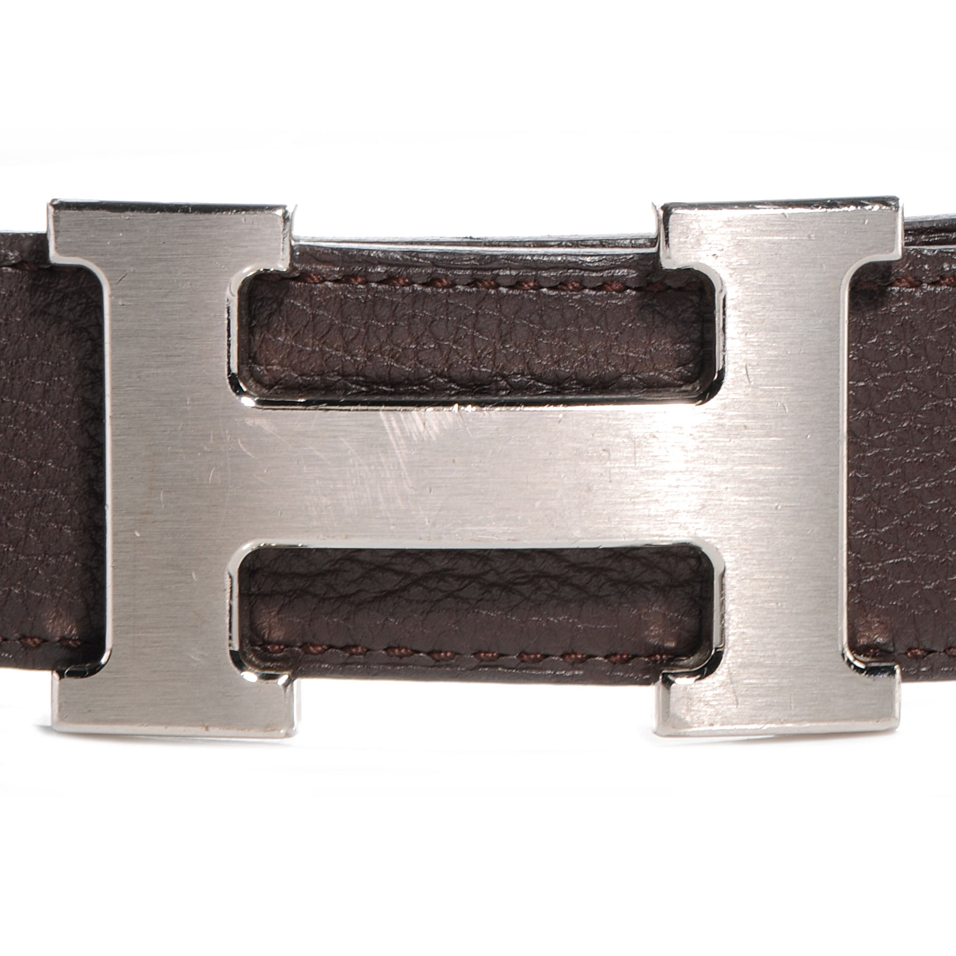 Hermes Taurillon Clemence Box Reversible Constance 32mm Brushed Silver H Belt 95 Ebene Noir 3 of 7