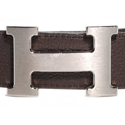 Hermes Taurillon Clemence Box Reversible Constance 32mm Brushed Silver H Belt 95 Ebene Noir 3 of 7