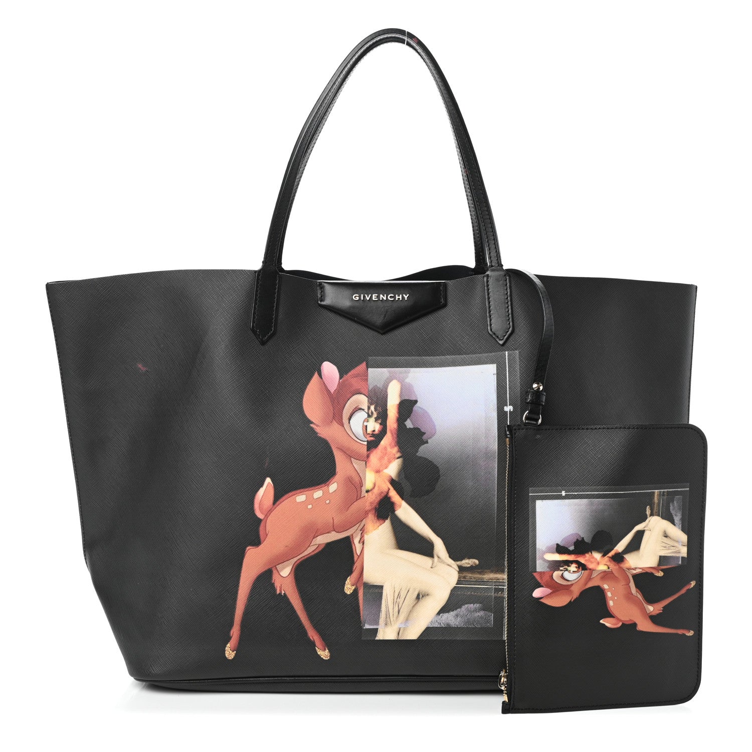 Givenchy Textured Coated Canvas Bambi Print Large Antigona Tote Black 1 of 9