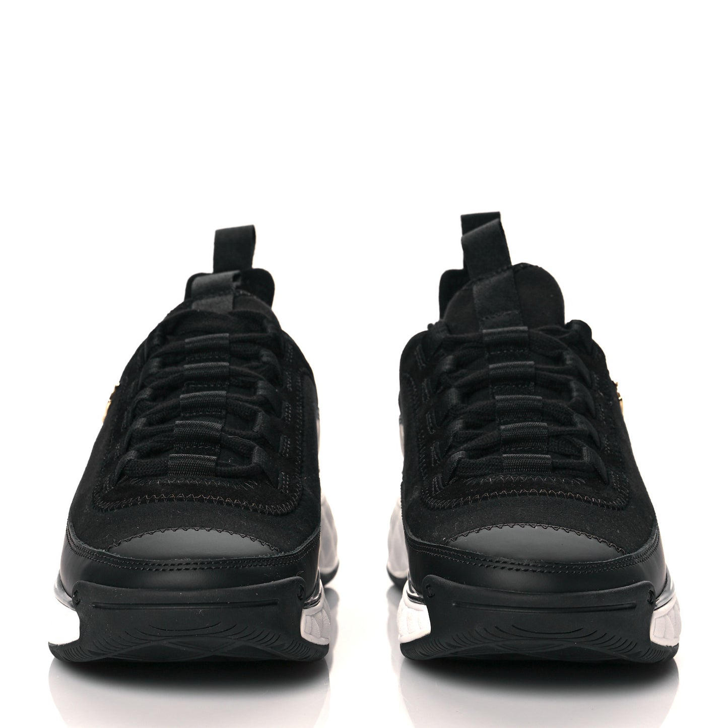 Velvet Calfskin Mixed Fibers CC Sneakers 36 Black