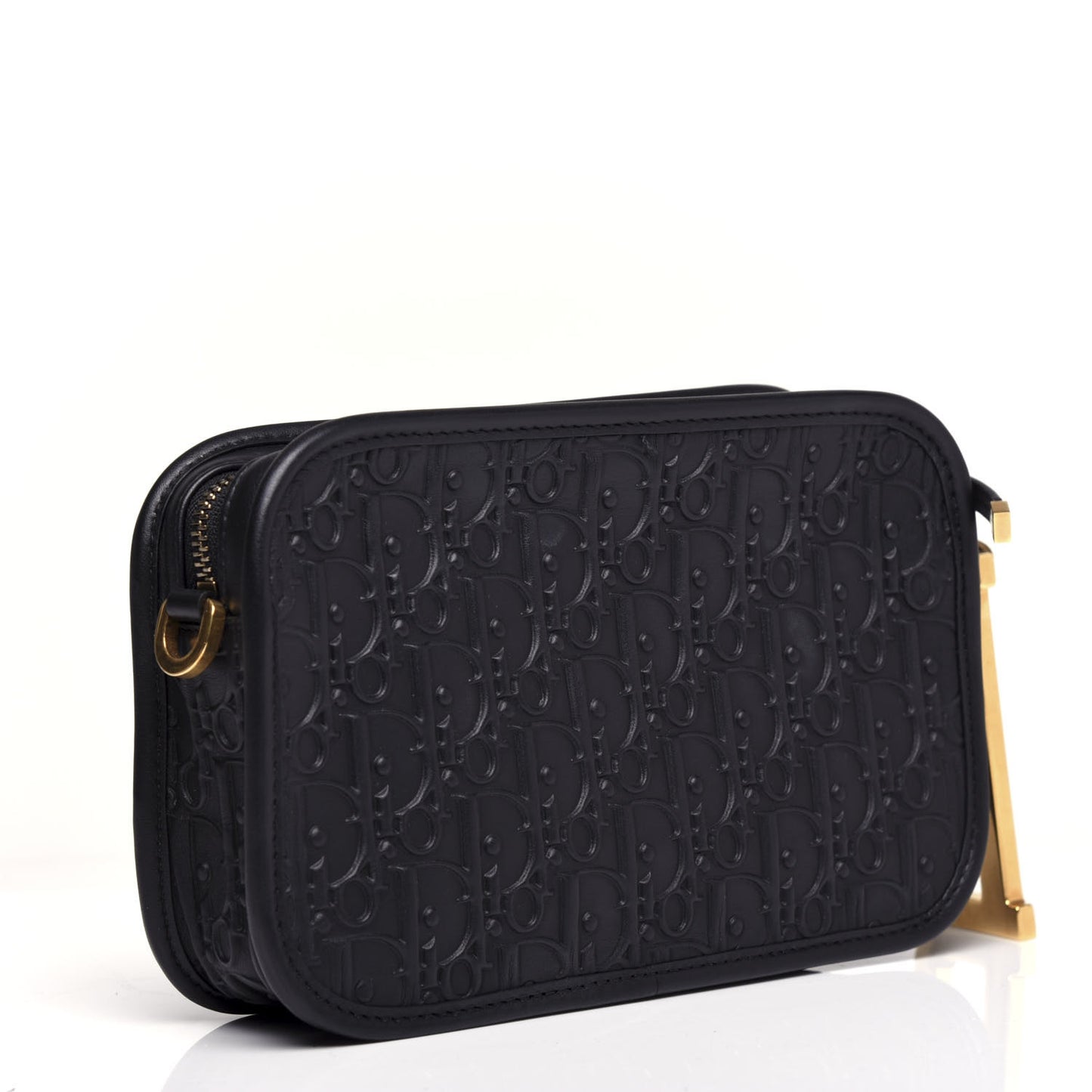 Calfskin Embossed Oblique Diorquake Clutch Black