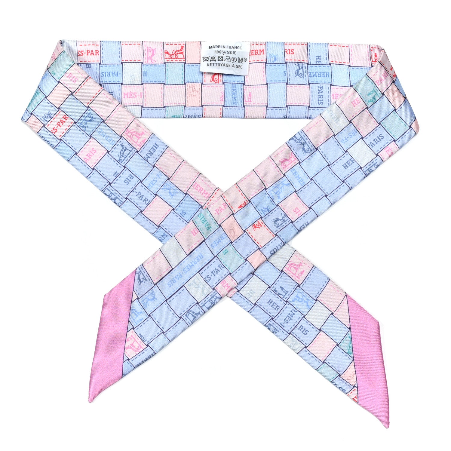 Hermes Silk Bolduc Au Carre Twilly Bleu Pale Rose Pale 1 of 3