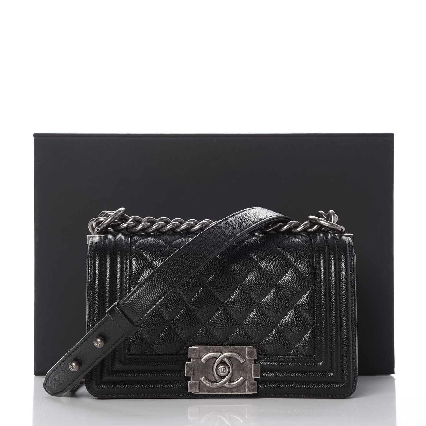 Caviar Quilted Small Boy Flap Black