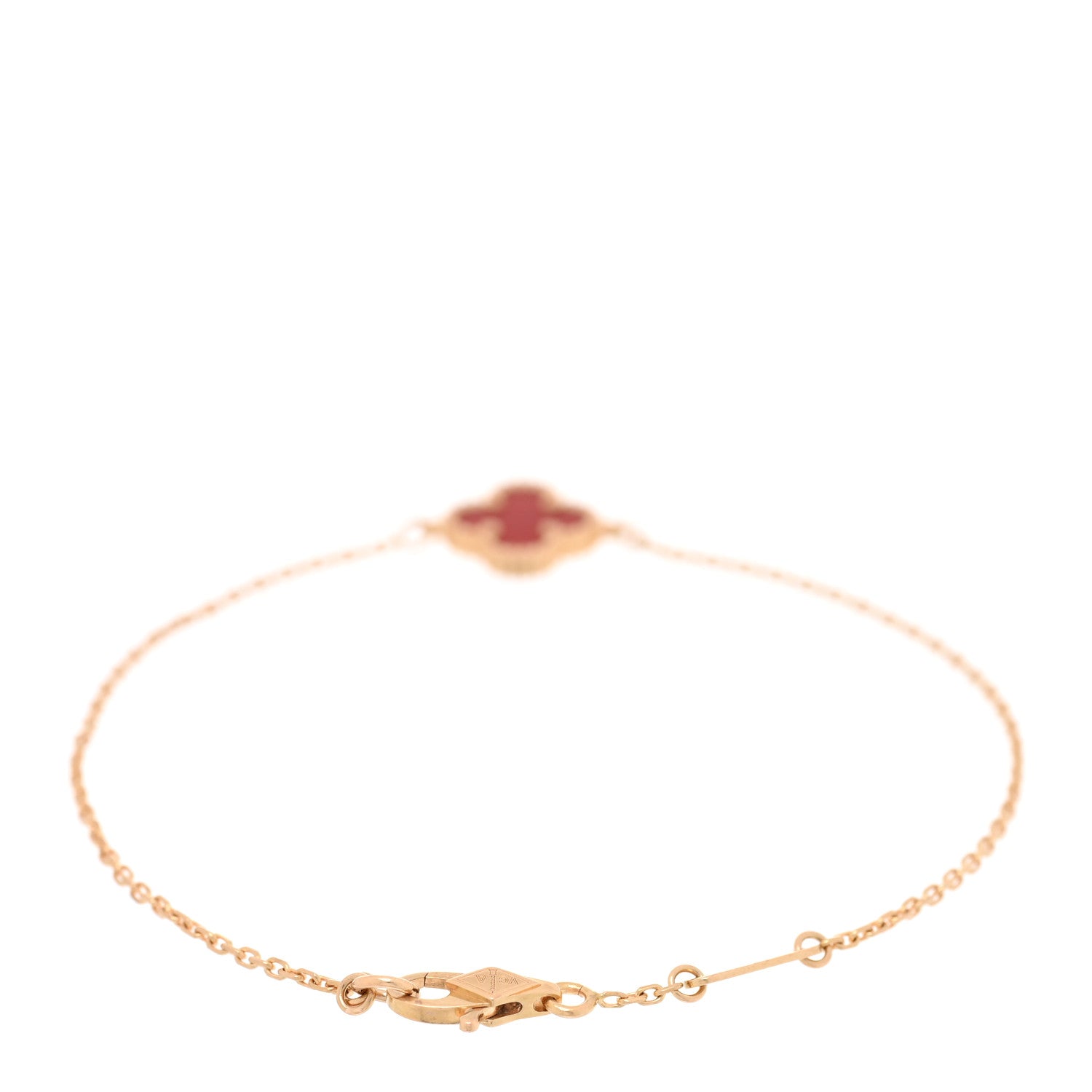 Van Cleef & Arpels 18K Rose Gold Carnelian Sweet Alhambra Bracelet 2 of 3