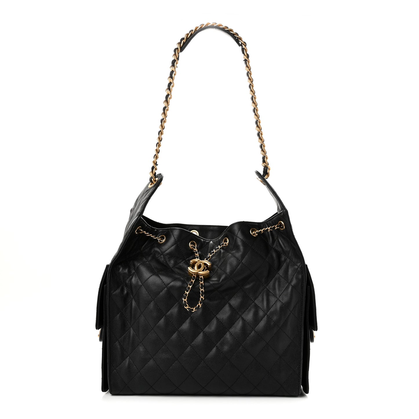 Caviar Quilted Medium Chanel 25 Handbag Black