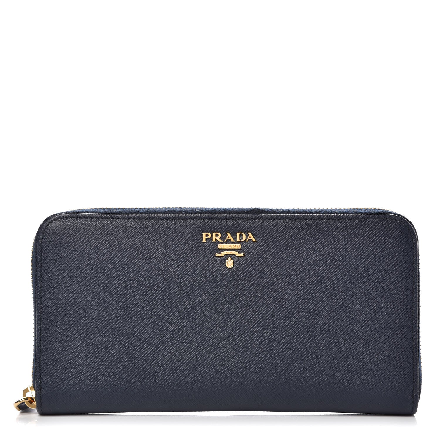 Prada Saffiano Metal Zip Around Wallet Baltico 1 of 9