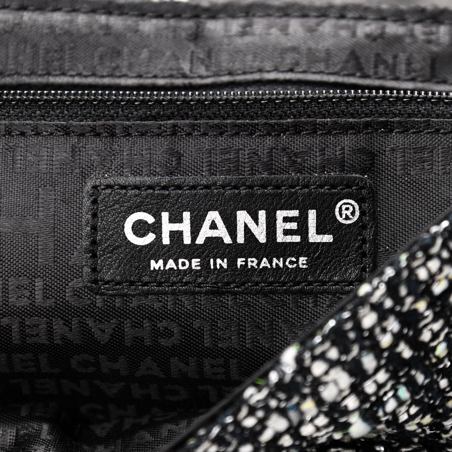 Chanel Rabbit Fur Tweed Lizard Small Fantasy Flap Black White 6 of 10