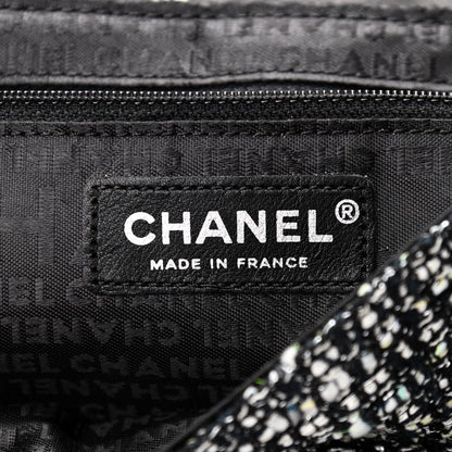 Chanel Rabbit Fur Tweed Lizard Small Fantasy Flap Black White 6 of 10
