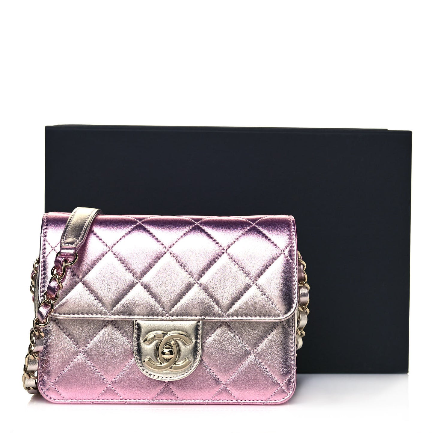Metallic Lambskin Like A Wallet Flap Golden Pink