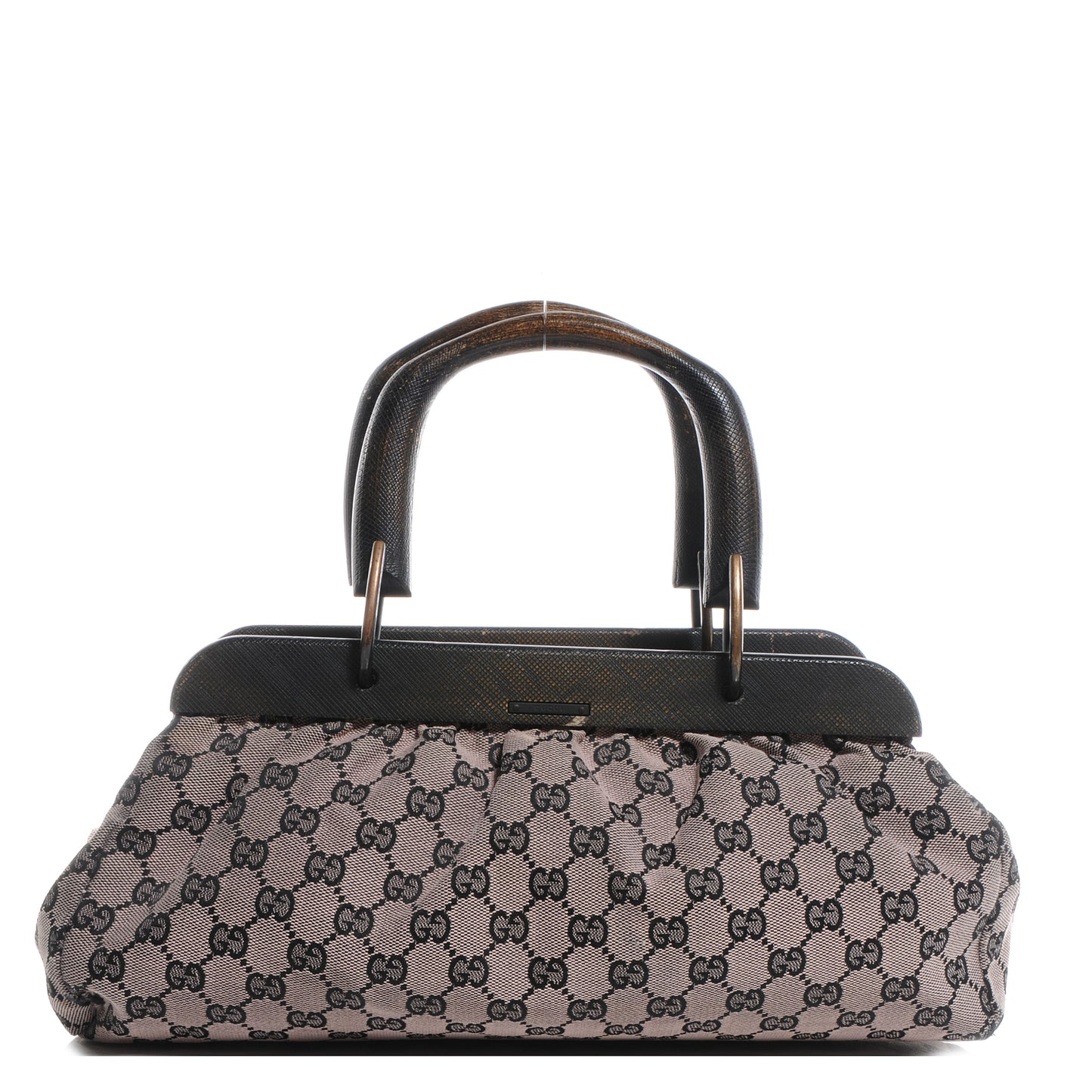 Monogram Wood Handle Frame Doctor Bag Black