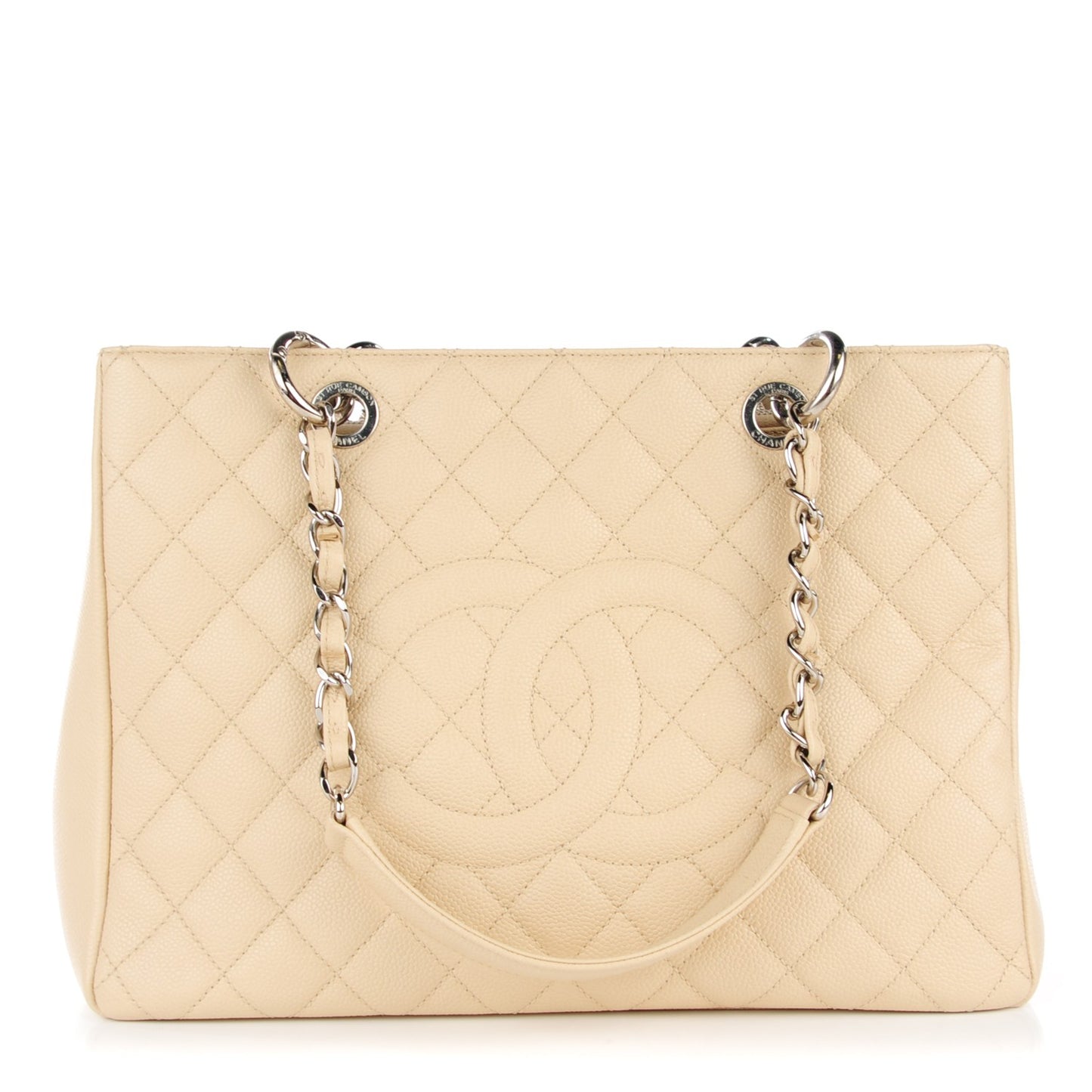 Caviar Quilted Grand Shopping Tote GST Beige Clair
