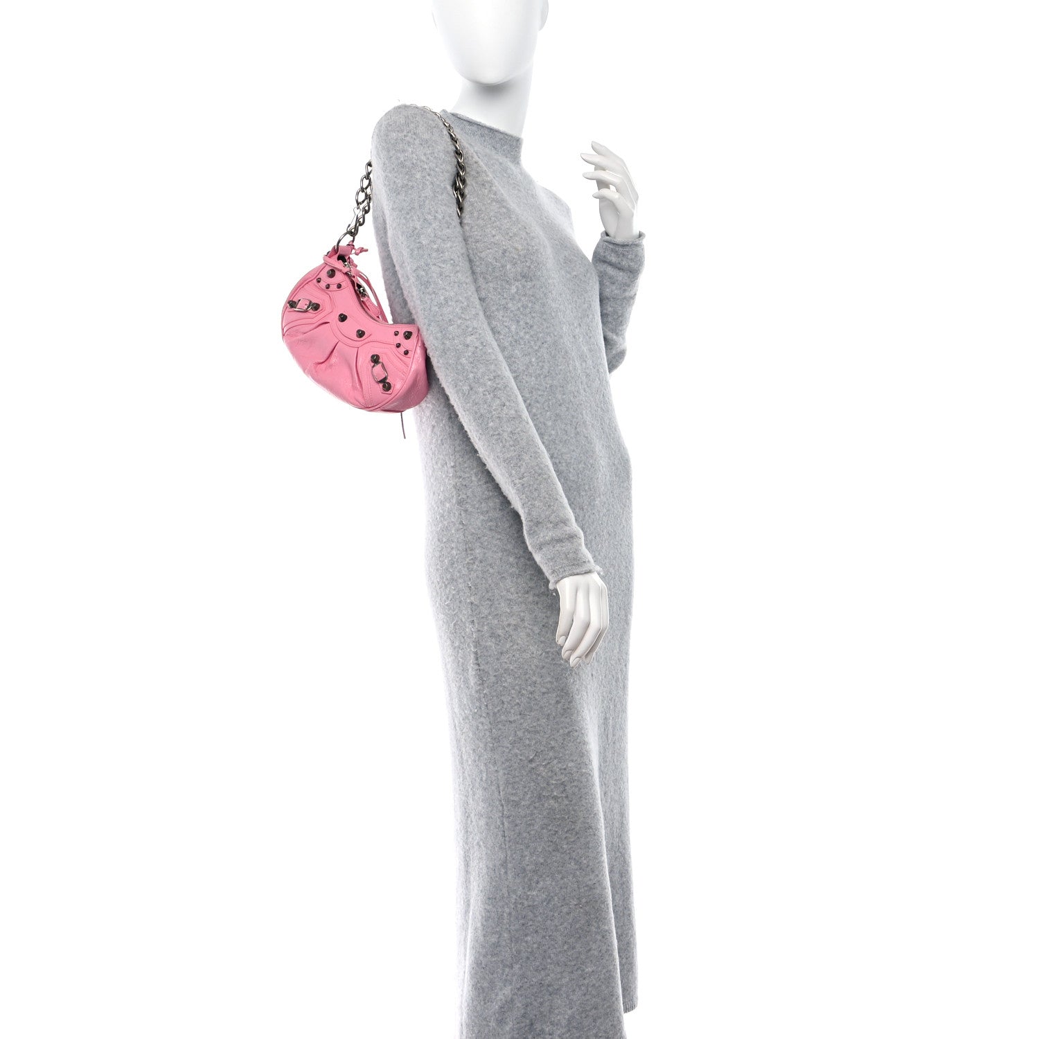 Balenciaga Agneau Arena Le Cagole Chain Shoulder Bag XS Sweet Pink 2 of 9