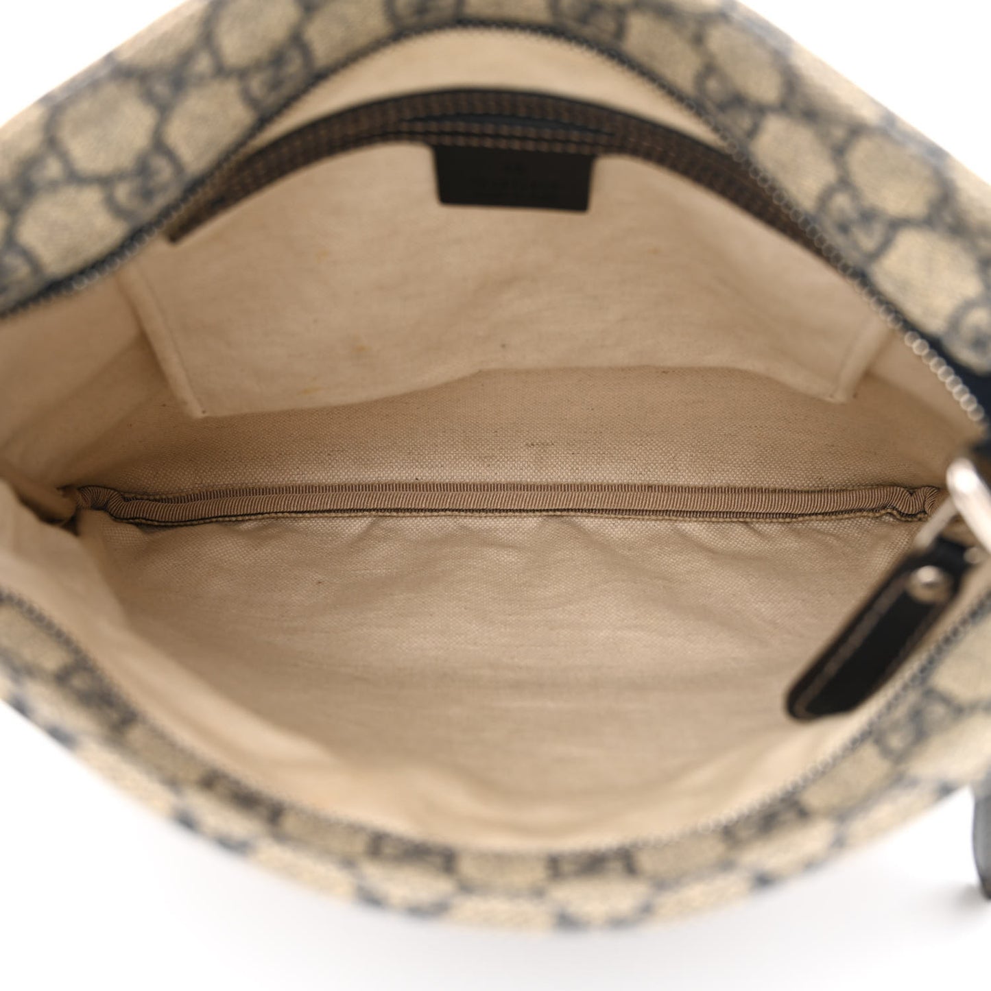 GG Supreme Monogram Small Flat Side Zip Messenger Bag Beige Blue