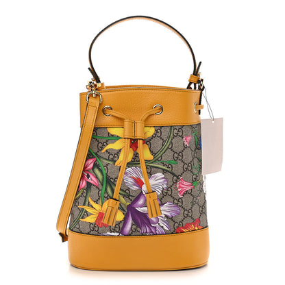 Gucci GG Supreme Monogram Flora Small Ophidia Bucket Bag Beige Multicolor Crop 1 of 10