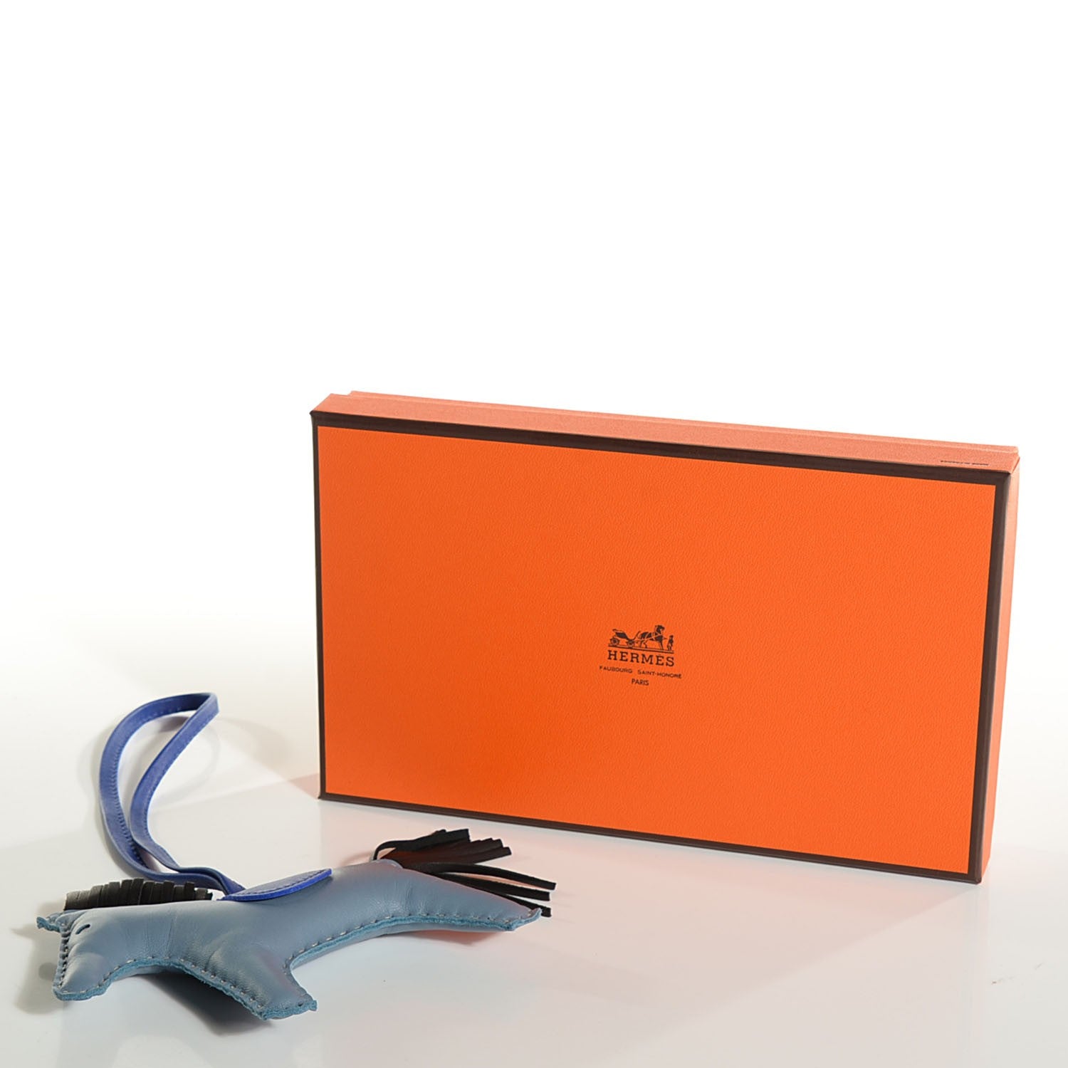 Hermes Milo Lambskin Grigri Rodeo Horse Bag Charm MM Bleu Lin Bleu Electrique Noir 5 of 5