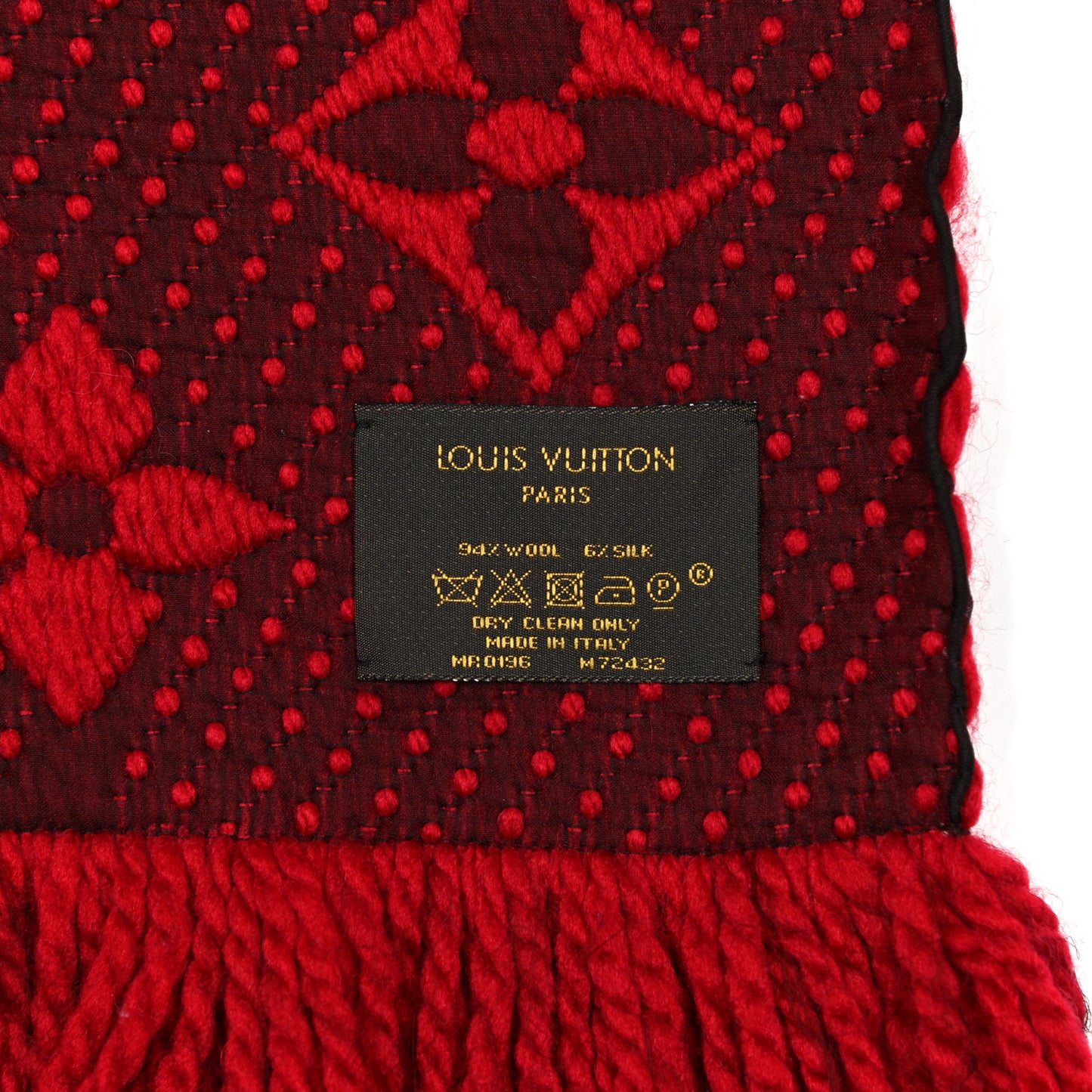 Wool Silk Logomania Scarf Rubis
