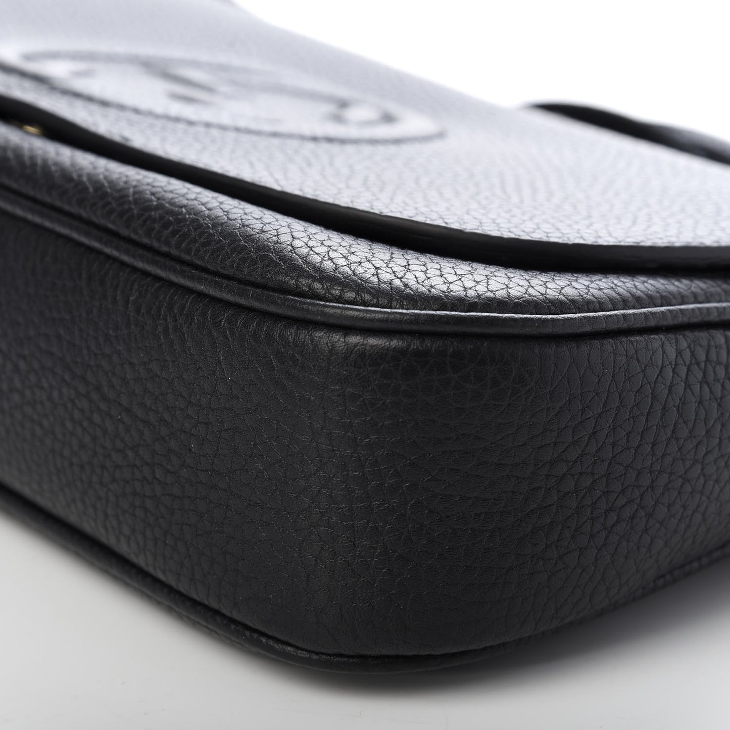 Pebbled Calfskin Medium Soho Flap Crossbody Black