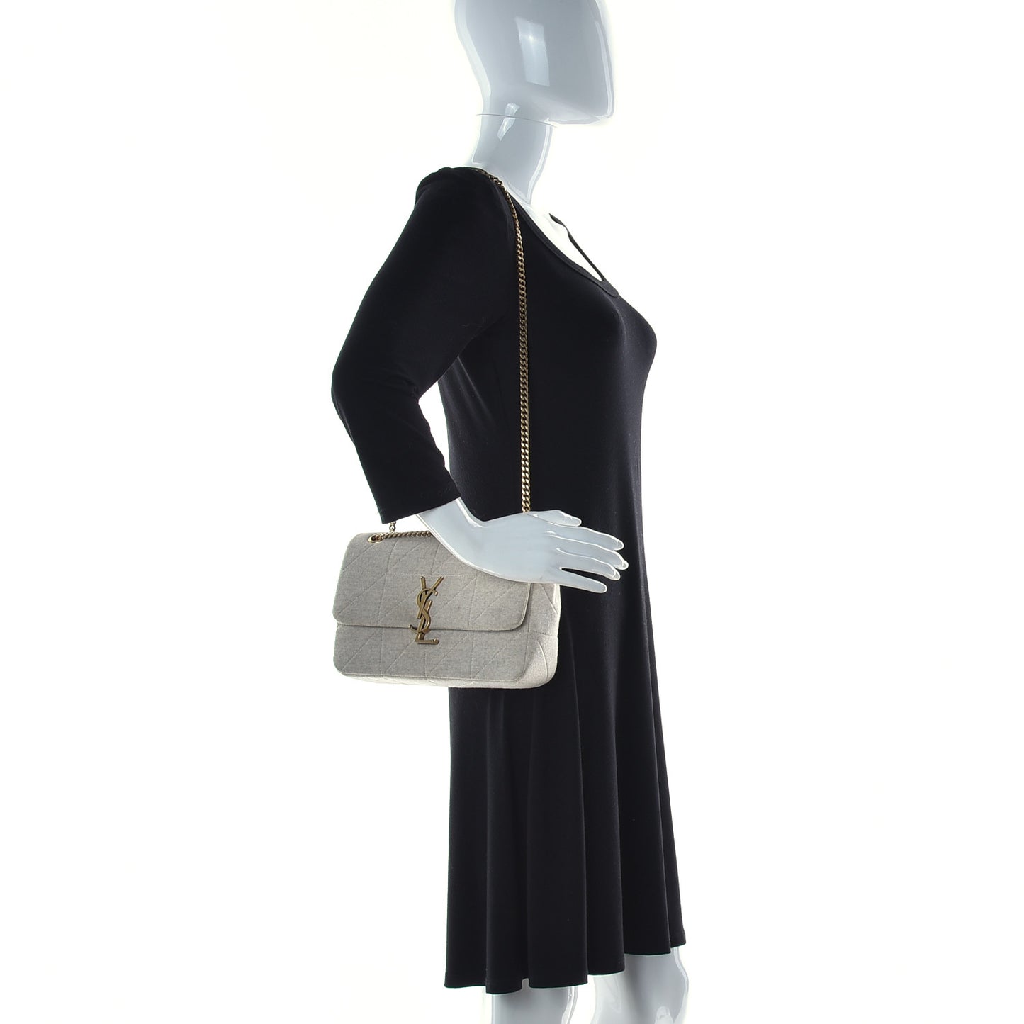 Jersey Wool Patchwork Monogram Medium Jamie Grey