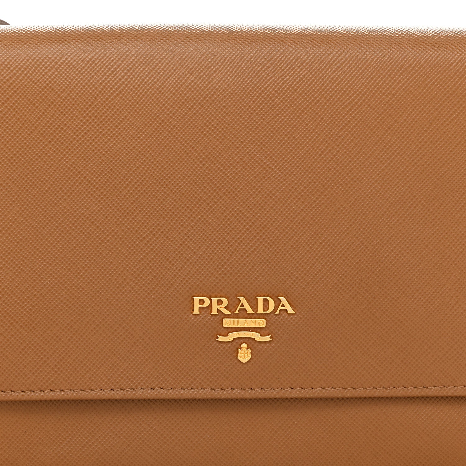 Prada Saffiano Metal Flap Wallet With Strap Caramel 7 of 9