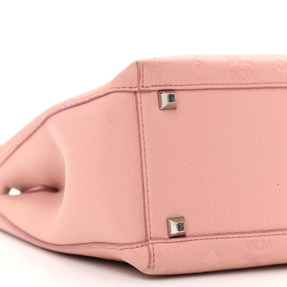 MCM Calfskin Ottomar Monogram Sarah Medium Hobo Pink Blush 9 of 13
