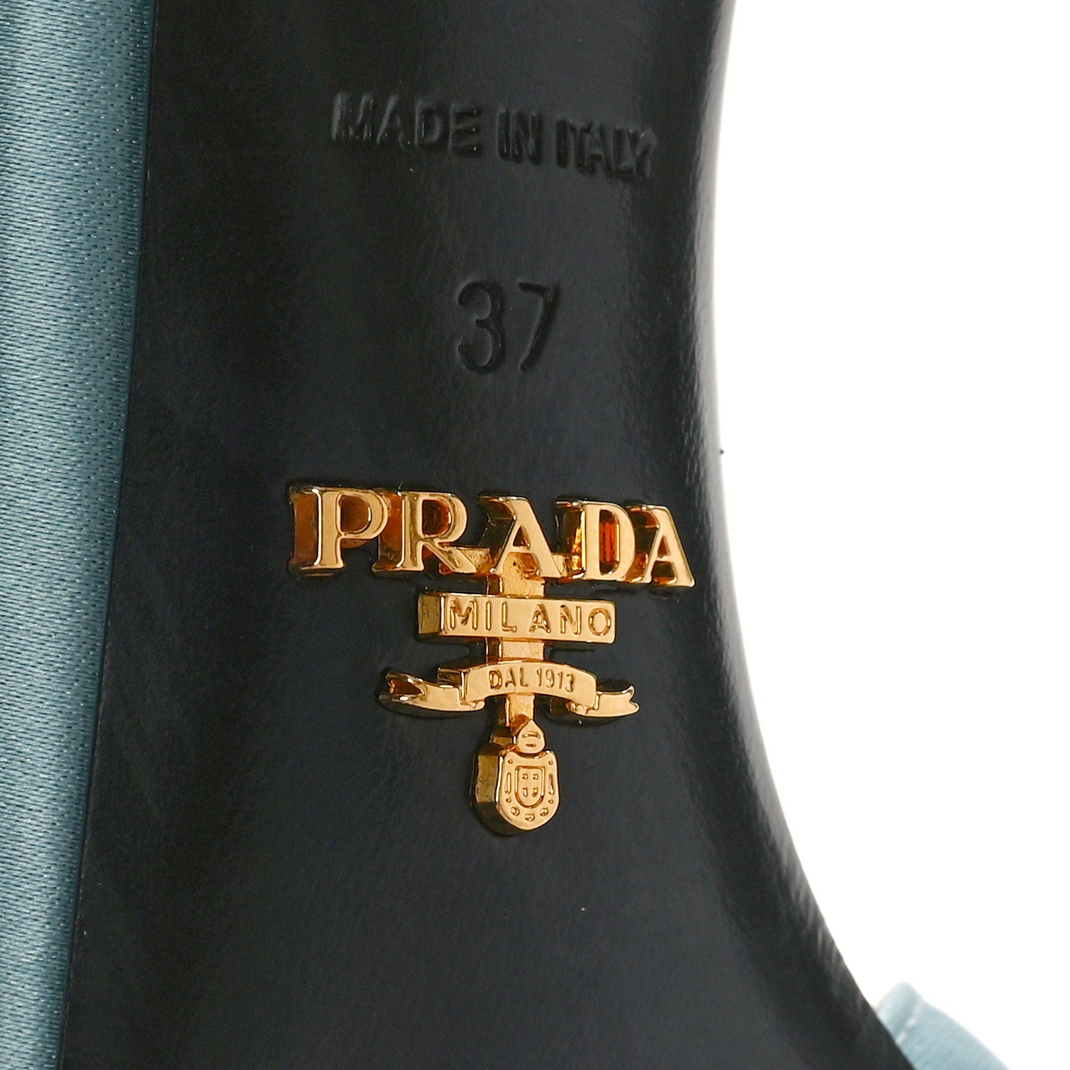 Prada Satin Feather Crystal 110mm Sandals 37 Curacao Argento 6 of 9