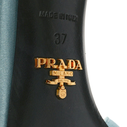 Prada Satin Feather Crystal 110mm Sandals 37 Curacao Argento 6 of 9