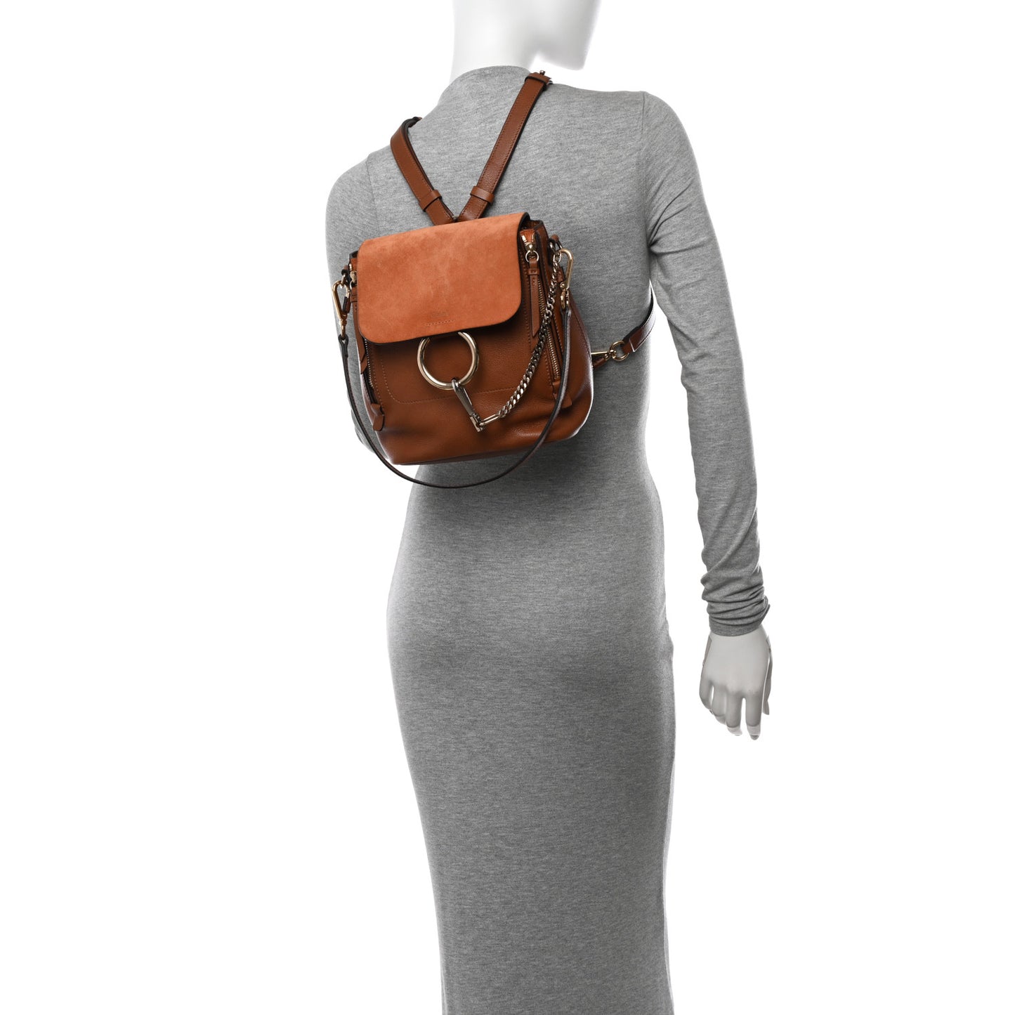 Suede Calfskin Medium Faye Backpack Tan