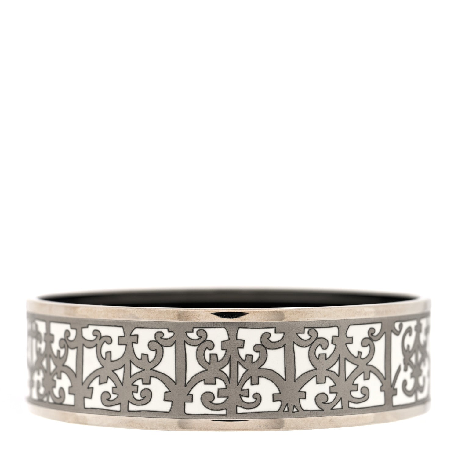 Hermes Enamel Printed Wide Balcons du Guadalquivir Bracelet 65 Silver 3 of 4