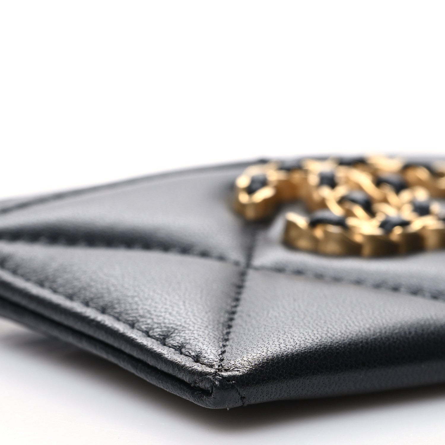 Chanel Lambskin Quilted Chanel 19 Card Holder Black 10 of 12