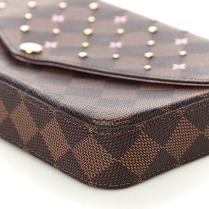 Louis Vuitton Damier Ebene Studded Pochette Felicie Chain Wallet 6 of 10